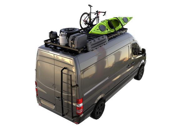 Picture of Mercedes Benz Sprinter 2Gen/3Gen 170in/L3/LWB Wheelbase w/o OEM Tracks (2006-Current) Slimline II Roof Rack Kit / Tall - by Front Runner